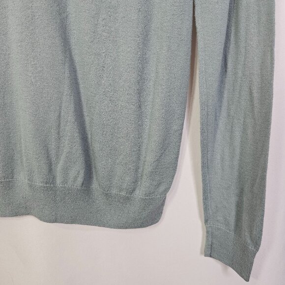 Maurices Medium Lace Open Back V-Neck Long Sleeve Top Shirt Blue Gray - Picture 3 of 7